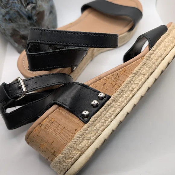 Steve Madden Black Leather Espradrilles - Picture 3 of 8